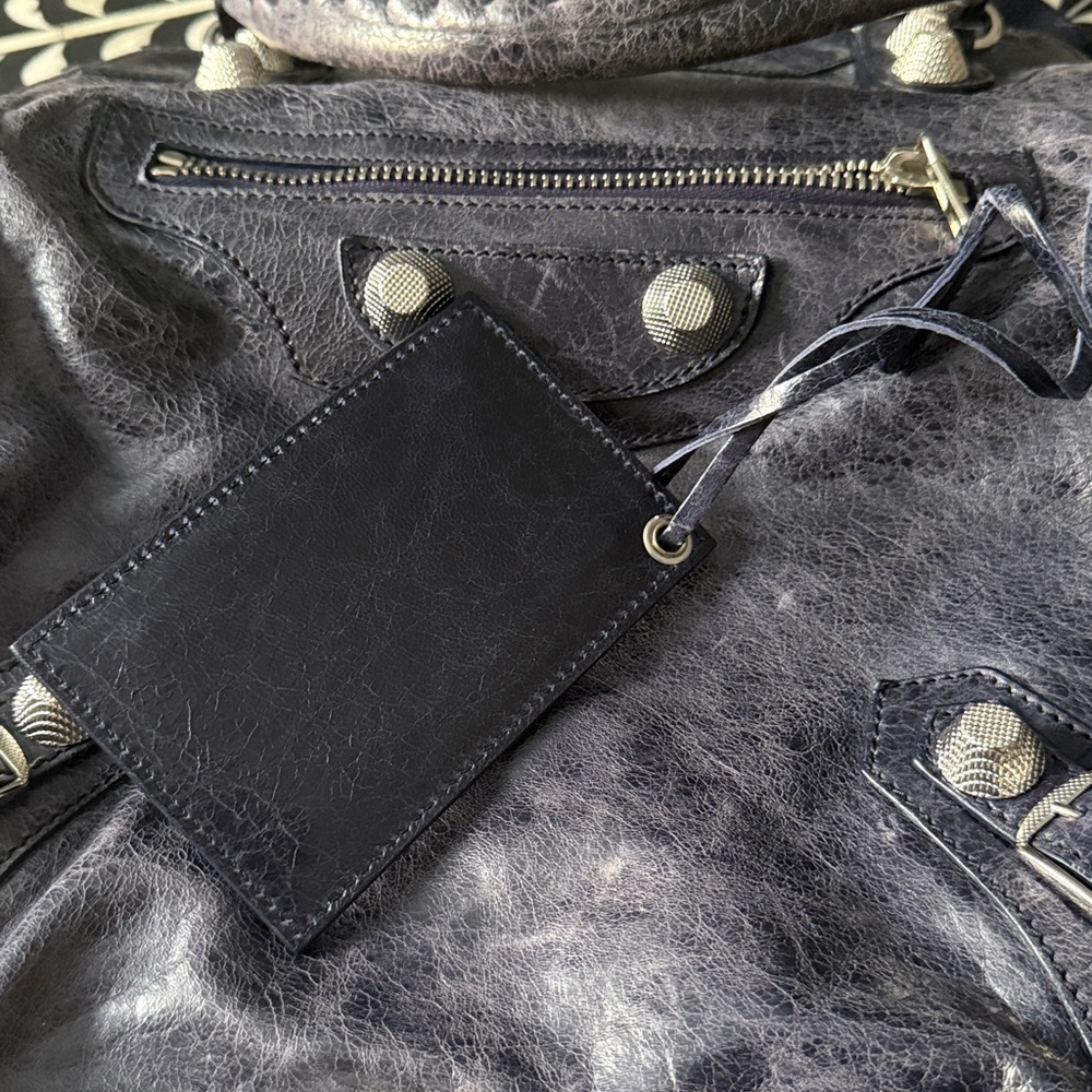Balenciaga Paris Navy Moto Leather Tote - Picture 17 of 17